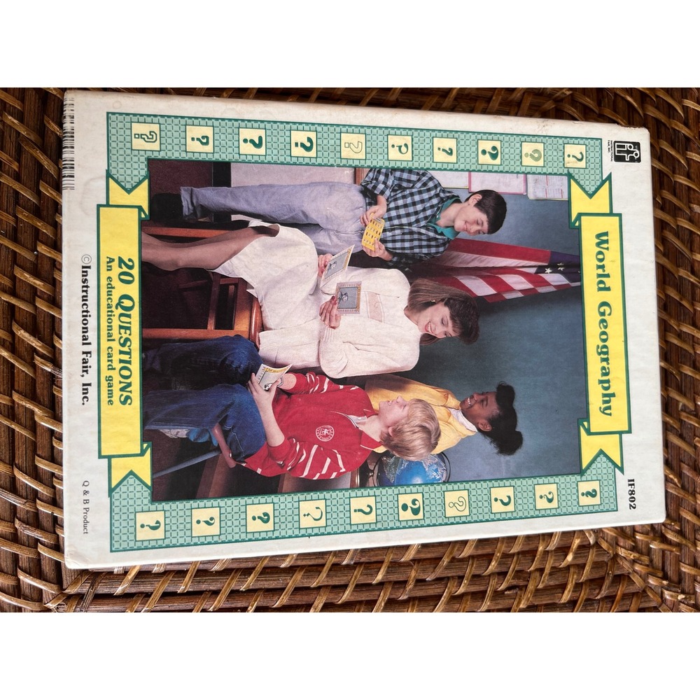 Vintage 20 Questions World Geography Educational Card Game Instructional Fair